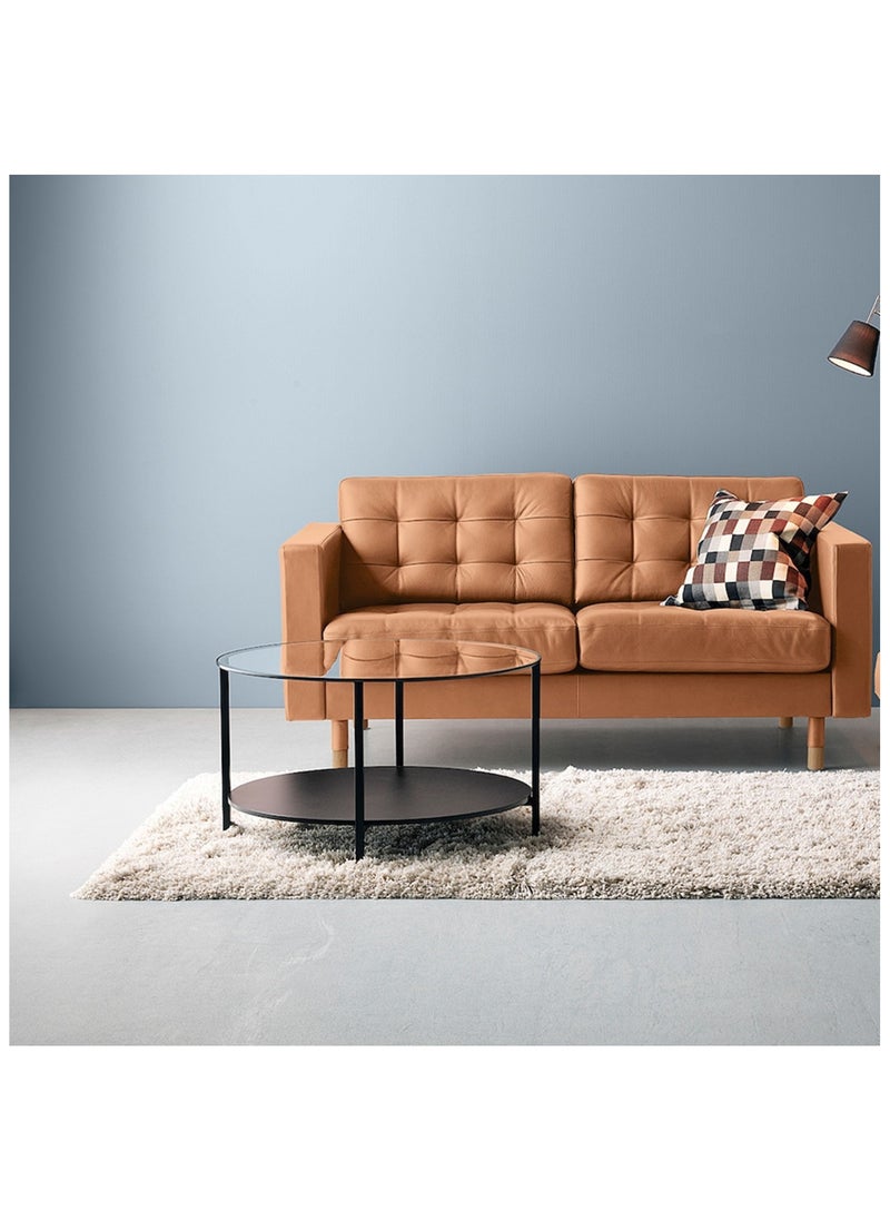 HXDream Modern Glass Coffee Table,2 Layers Round Side Table,Living Room Center Table  - Image 2