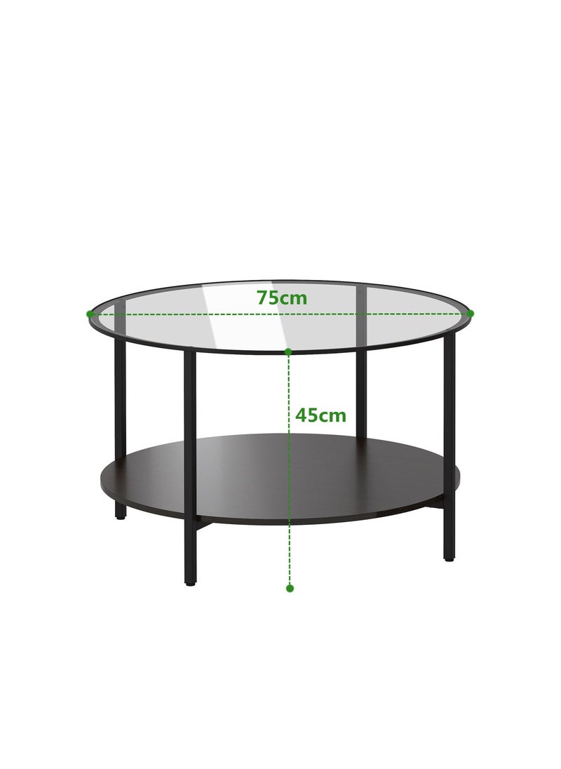 HXDream Modern Glass Coffee Table,2 Layers Round Side Table,Living Room Center Table  - Image 4