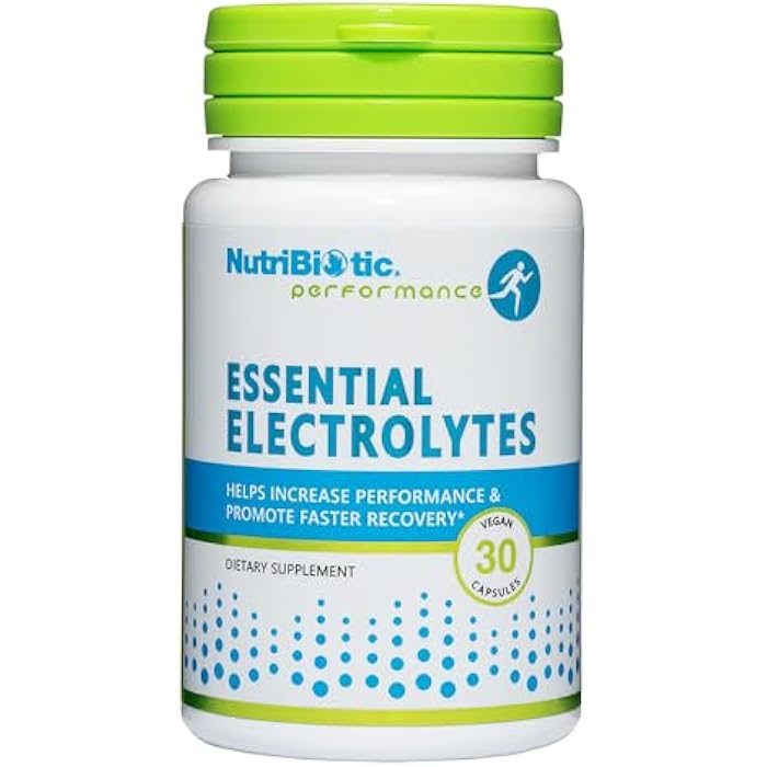 NutriBiotic Essential Electrolytes, 30 Ct Capsules - Great Travel Size Bottle- Support Increased Performance & Faster Recovery - Pharmaceutical Grade Vitamin C with Electrolytes for Rehydration - Image 1