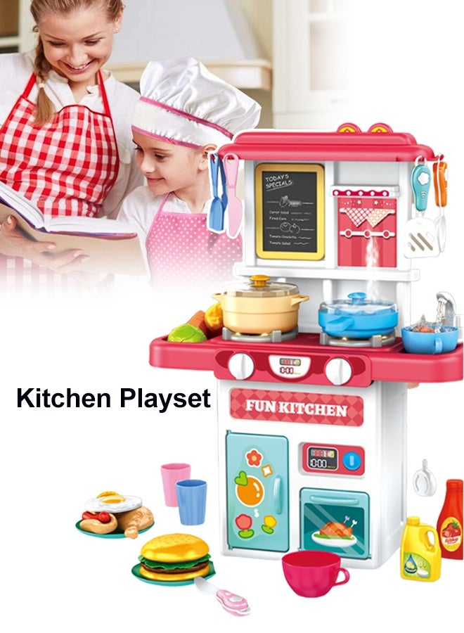 50 pcs Kitchen Playset for Kids,Cooking Kitchen Toys Playset for Toddler,Pretend Play Kitchen Accessories with Play Food,Rich Realistic Details Include Steam,Water,Utensils and Pots,eparable Design Kids Pretend Kitchen Toys,Portable Kids Play Kitchen Set Gift for Girls - Image 1