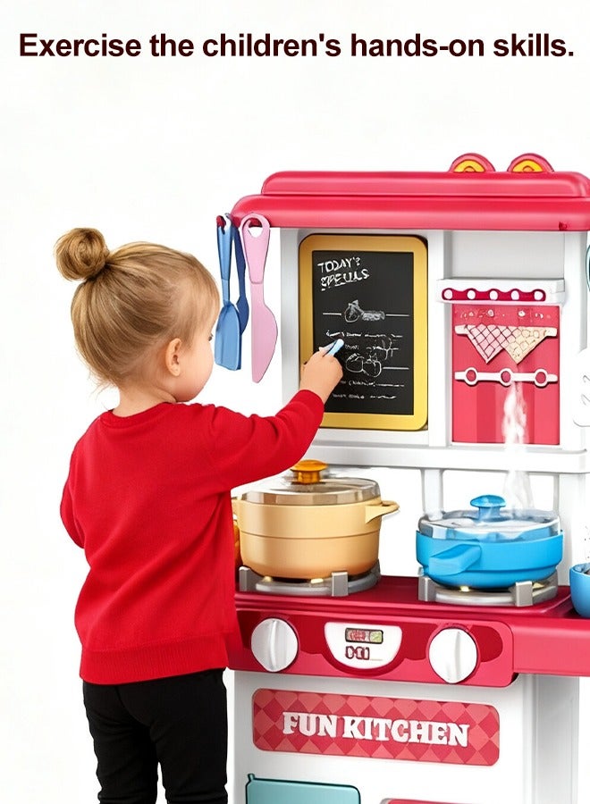50 pcs Kitchen Playset for Kids,Cooking Kitchen Toys Playset for Toddler,Pretend Play Kitchen Accessories with Play Food,Rich Realistic Details Include Steam,Water,Utensils and Pots,eparable Design Kids Pretend Kitchen Toys,Portable Kids Play Kitchen Set Gift for Girls - Image 4