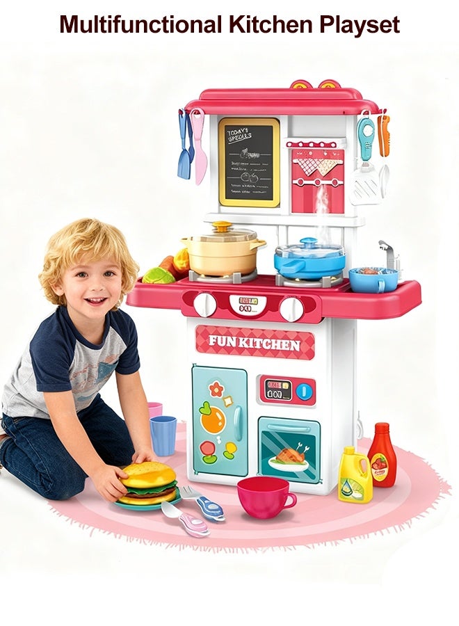 50 pcs Kitchen Playset for Kids,Cooking Kitchen Toys Playset for Toddler,Pretend Play Kitchen Accessories with Play Food,Rich Realistic Details Include Steam,Water,Utensils and Pots,eparable Design Kids Pretend Kitchen Toys,Portable Kids Play Kitchen Set Gift for Girls - Image 3
