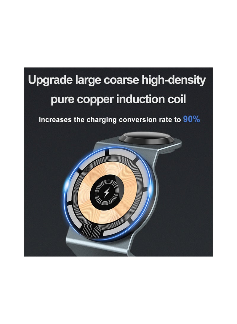 SYOSI 3 in 1 Wireless Charging Station, Magnetic Wireless Charger Stand fit for iPhone 14/13/12 Series, Apple Watch Ultra/SE/2 to 8, AirPods 3/2/Pro 2/Pro, Travel Phone Charger Dock(1 Pack) - Image 2