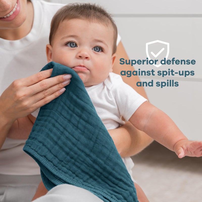 Comfy Cubs Muslin Burp Cloths 20" x 10", Pack of 10 - Large, 6-Layer, Ultra Absorbent 100% Cotton for Baby Drool and Messes - Soft, Safe & Gentle Baby Burp Cloths for Boys & Girls - Multi Boy - Image 4