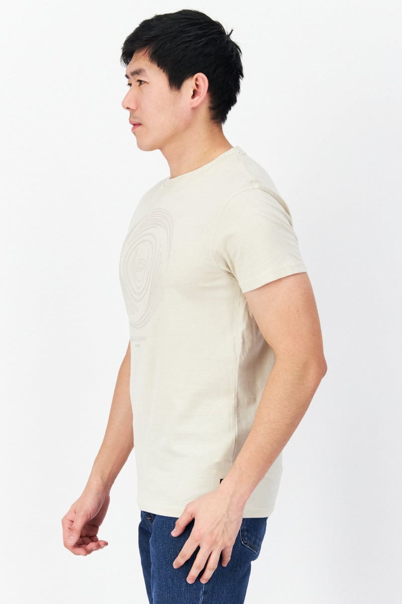 DUCK AND COVER Men Crew Neck Short Sleeve Printed Logo T-Shirts, Beige - Image 4