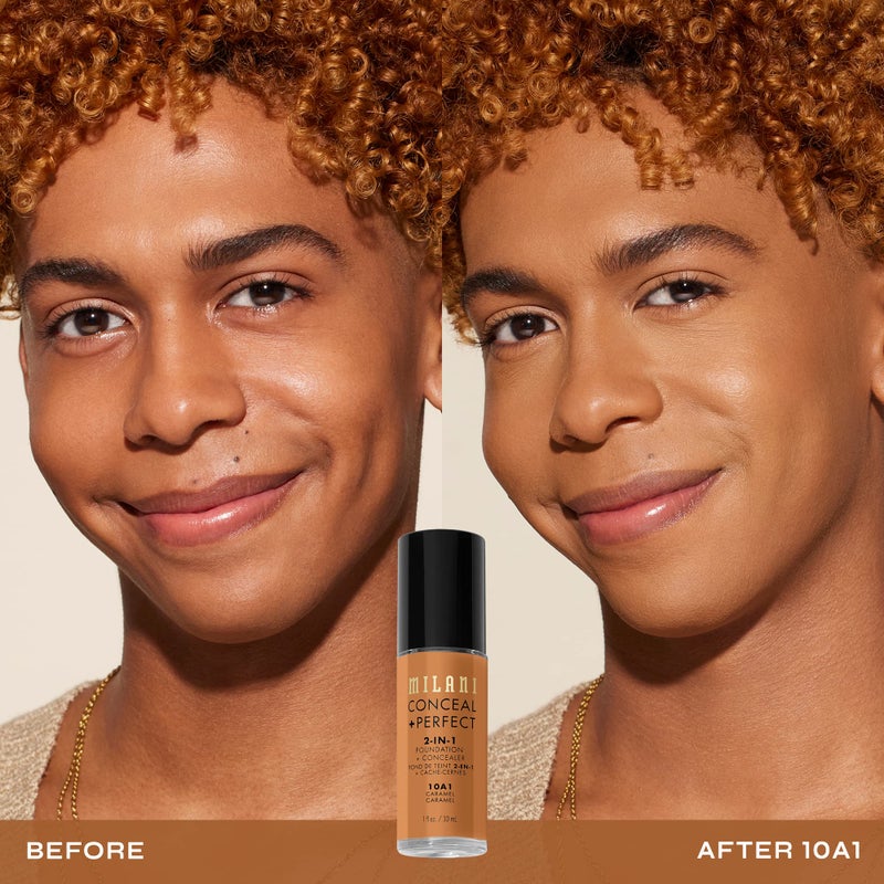 Milani Conceal + Perfect 1-in-1 Foundation - Caramel, Cruelty-Free Liquid Foundation, 1 Fl. Oz. - Image 2