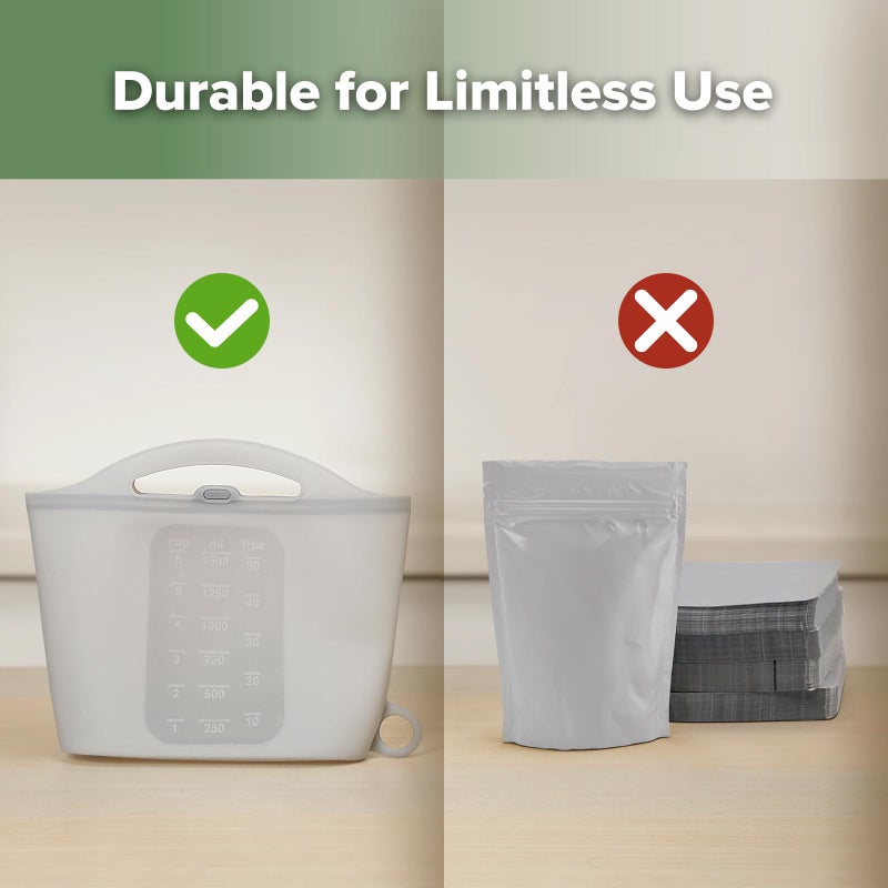 Haakaa On-The-Go Silicone Microwave Steam Sterilizer Bags for Travel, 50oz/1500mlReusable Silicone Steaming Bags for Baby Bottles, Breast Pump, Accessories, Pacifiers, Teethers,Grey/2PCS - Image 3