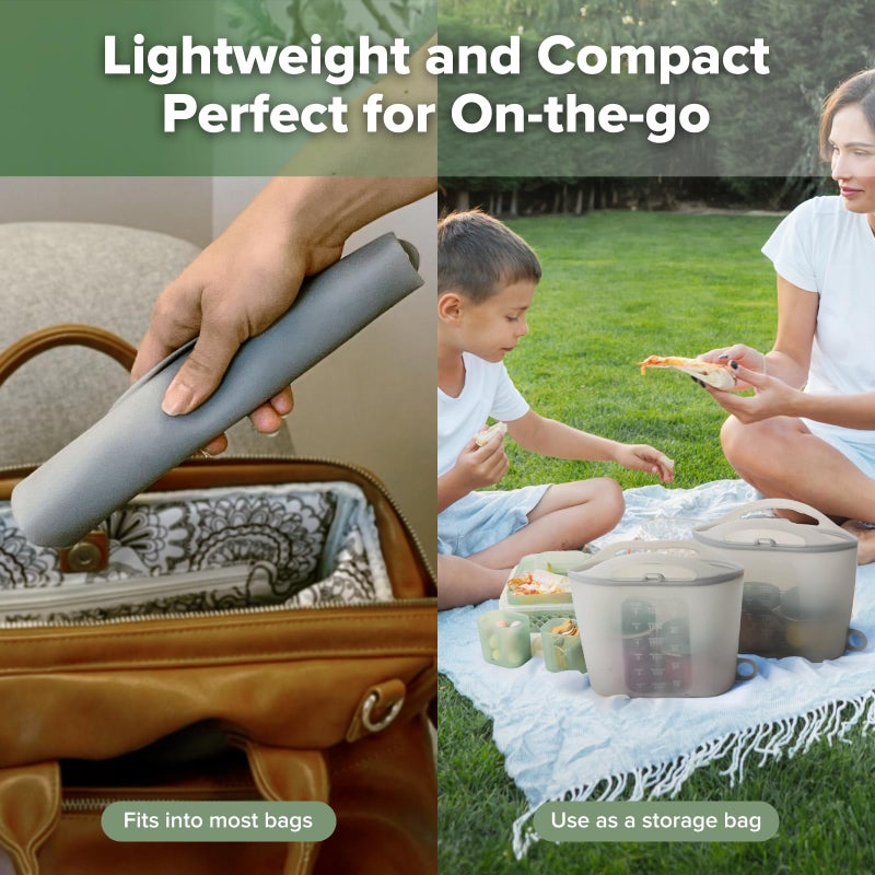 Haakaa On-The-Go Silicone Microwave Steam Sterilizer Bags for Travel, 50oz/1500mlReusable Silicone Steaming Bags for Baby Bottles, Breast Pump, Accessories, Pacifiers, Teethers,Grey/2PCS - Image 5