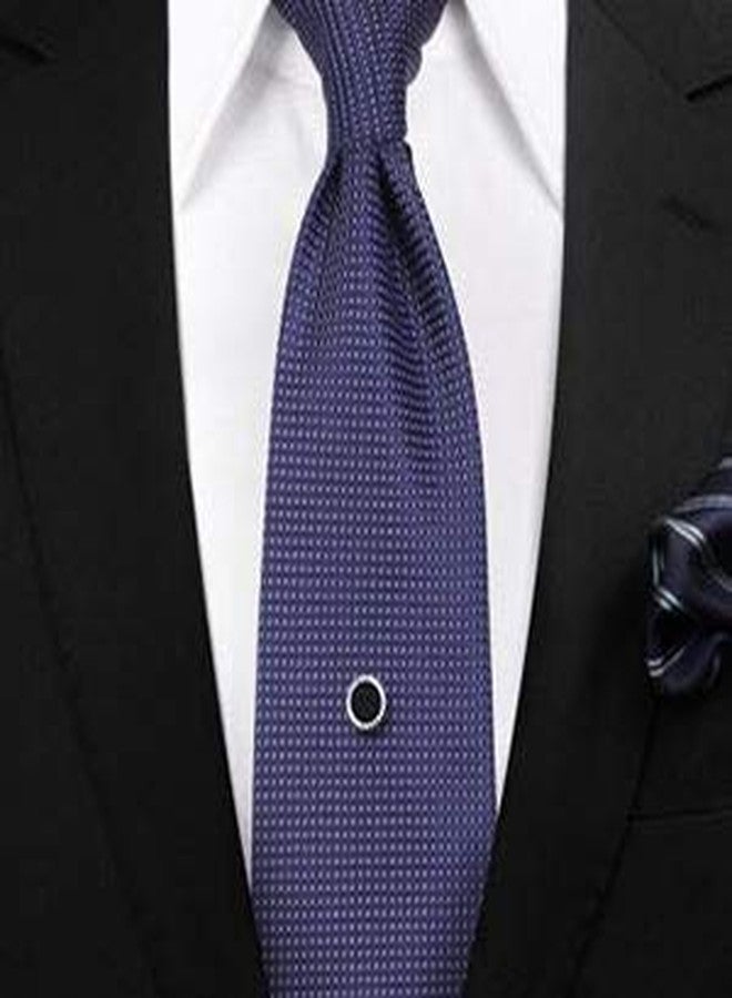 DeePerfetto Silver & Black Stone Setting Tie tack Tie pin Tie bar Lapel pin for Men - Image 5