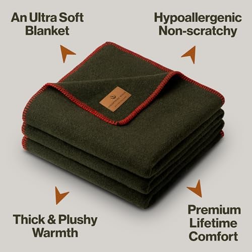 Whispering Winds 100% Wool Blanket - Premium Ultra-Soft, Thick, Warm, Large 60"x 84" Bed & Camping Blanket for Outdoor, Home, Indoor, Bushcraft & Survival - Image 2