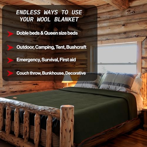 Whispering Winds 100% Wool Blanket - Premium Ultra-Soft, Thick, Warm, Large 60"x 84" Bed & Camping Blanket for Outdoor, Home, Indoor, Bushcraft & Survival - Image 5