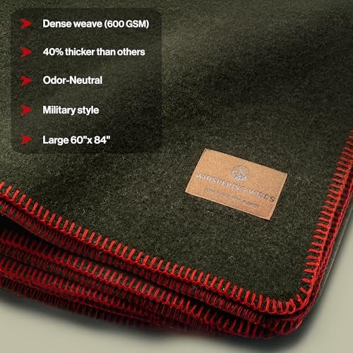 Whispering Winds 100% Wool Blanket - Premium Ultra-Soft, Thick, Warm, Large 60"x 84" Bed & Camping Blanket for Outdoor, Home, Indoor, Bushcraft & Survival - Image 4