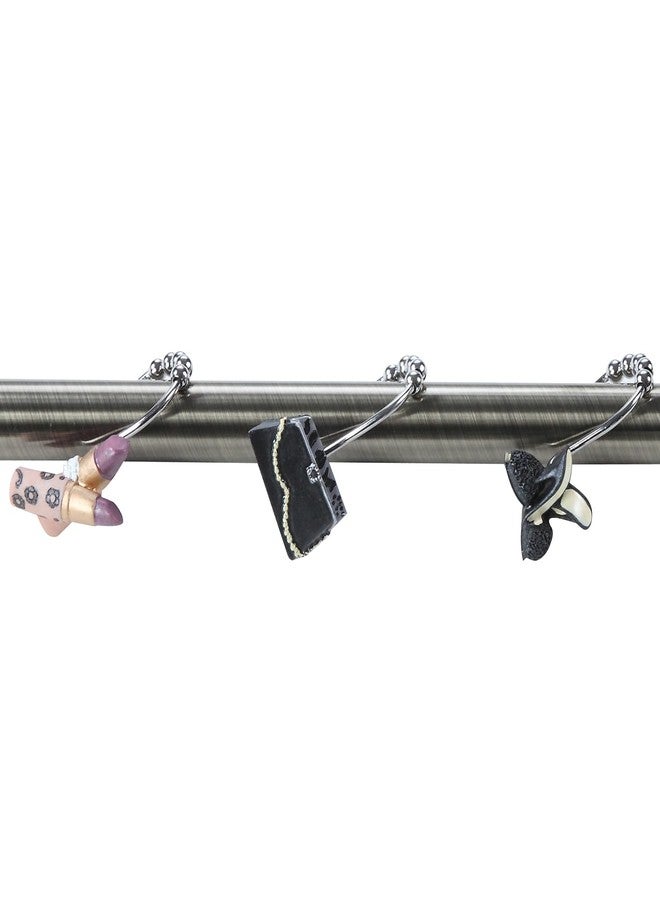 MVSUTA Haute Decorative Shower Curtain Hooks,5 Roller Ring Balls Designed Hooks for Bathroom Curtains,Set of 12 - Image 2