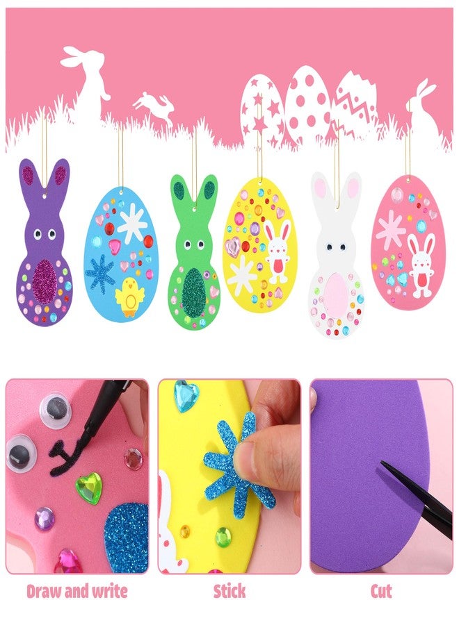 Fairooth 224 Pcs Easter Foam Stickers Set Egg Bunny DIY Craft Kits Foam Easter Ornaments 3D Egg Peeps Bunny Stickers Decorations for Home School Classroom Party Activities Kids DIY Crafts Supplies - Image 3