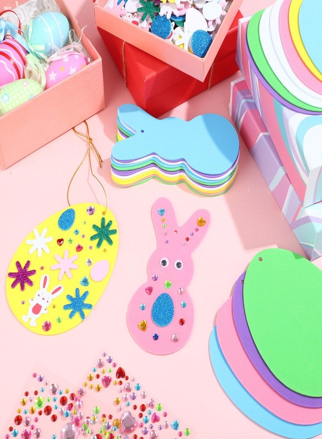 Fairooth 224 Pcs Easter Foam Stickers Set Egg Bunny DIY Craft Kits Foam Easter Ornaments 3D Egg Peeps Bunny Stickers Decorations for Home School Classroom Party Activities Kids DIY Crafts Supplies - Image 4