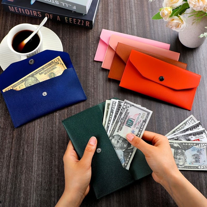 2 Pcs Light Green Cash Envelope Wallet Faux Leather Reusable Budget Envelopes Waterproof System For Organizing Money And Check Multiple Colors - Image 3