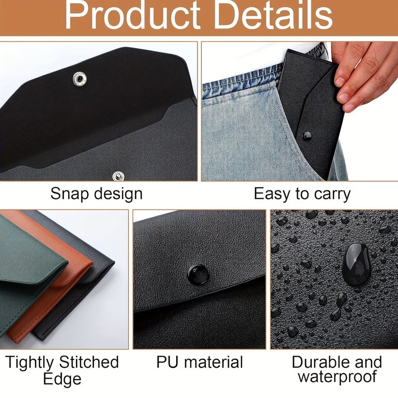 2 Pcs Light Green Cash Envelope Wallet Faux Leather Reusable Budget Envelopes Waterproof System For Organizing Money And Check Multiple Colors - Image 4