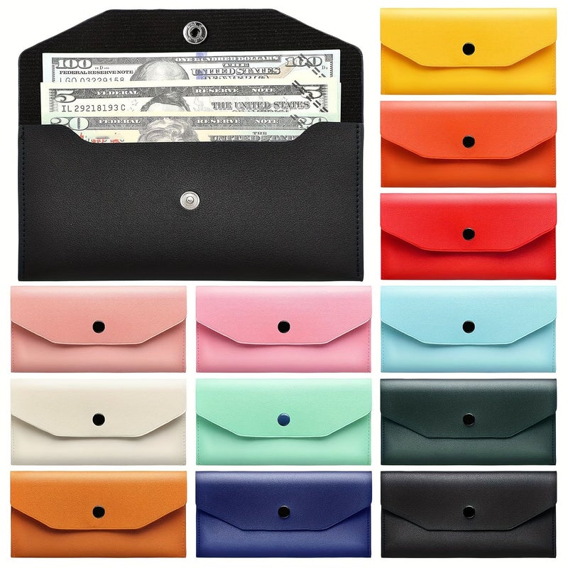 2 Pcs Light Green Cash Envelope Wallet Faux Leather Reusable Budget Envelopes Waterproof System For Organizing Money And Check Multiple Colors - Image 1