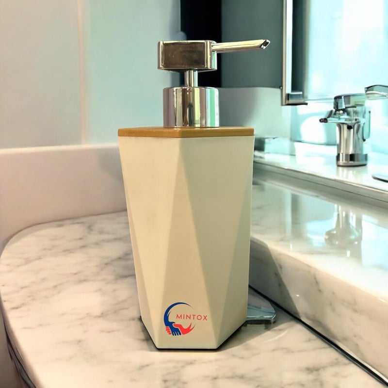 MINTOX Liquid Soap Dispenser Stoneware Bathroom Sanitizer Lotion Shampoo Dispenser Ceramic Handwash Bottle for Kitchen Soap Dispenser for Wash Basin Bathroom Accessories Pack of 1 Square - Image 2