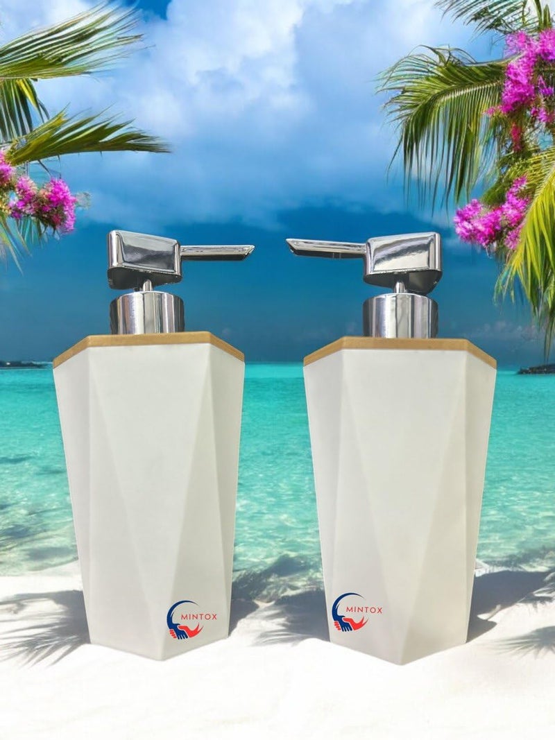 MINTOX Liquid Soap Dispenser Stoneware Bathroom Sanitizer Lotion Shampoo Dispenser Ceramic Handwash Bottle for Kitchen Soap Dispenser for Wash Basin Bathroom Accessories Pack of 1 Square - Image 4