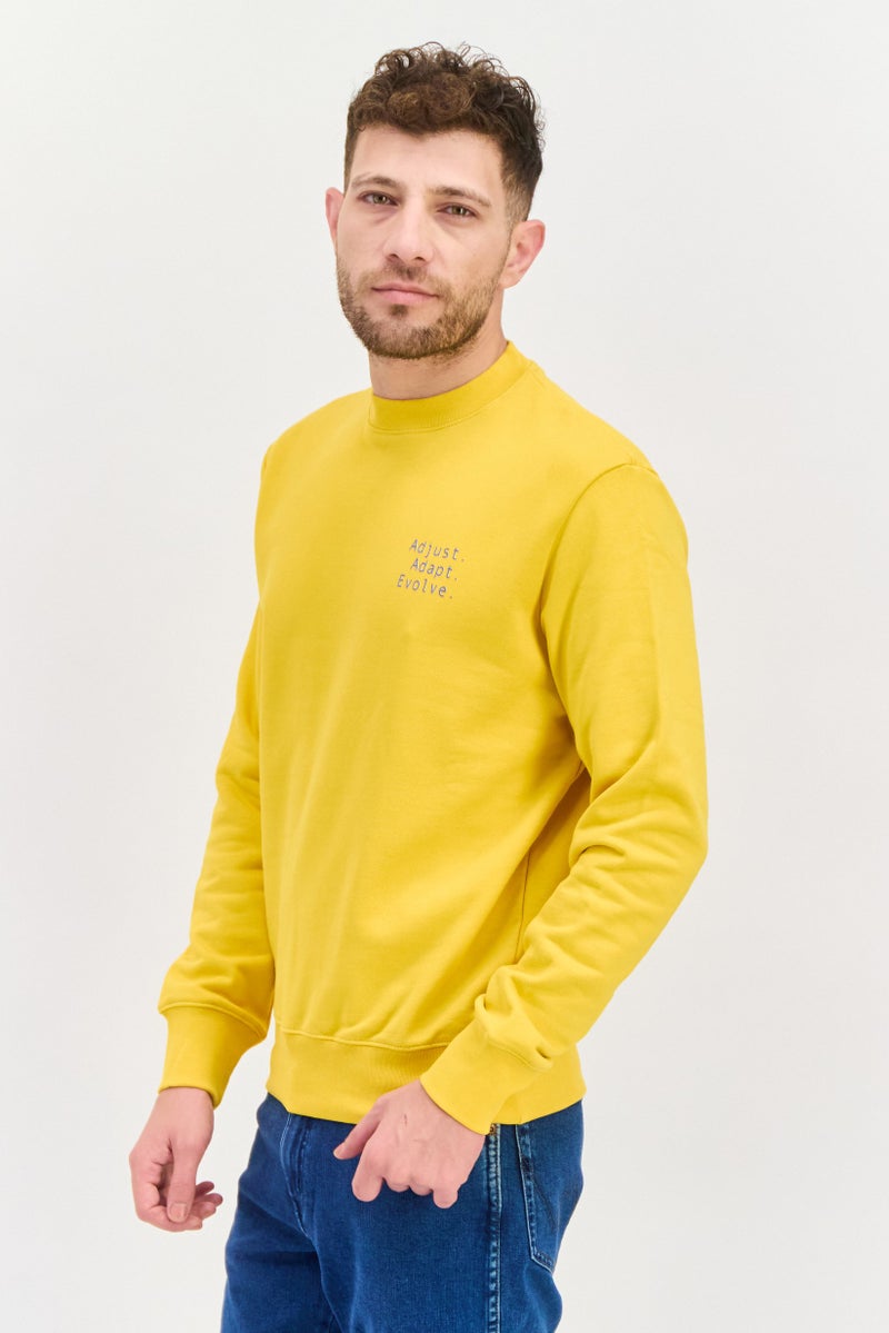 D RT Men Crew Neck Long Sleeves Graphic Sweatshirt, Yellow - Image 2