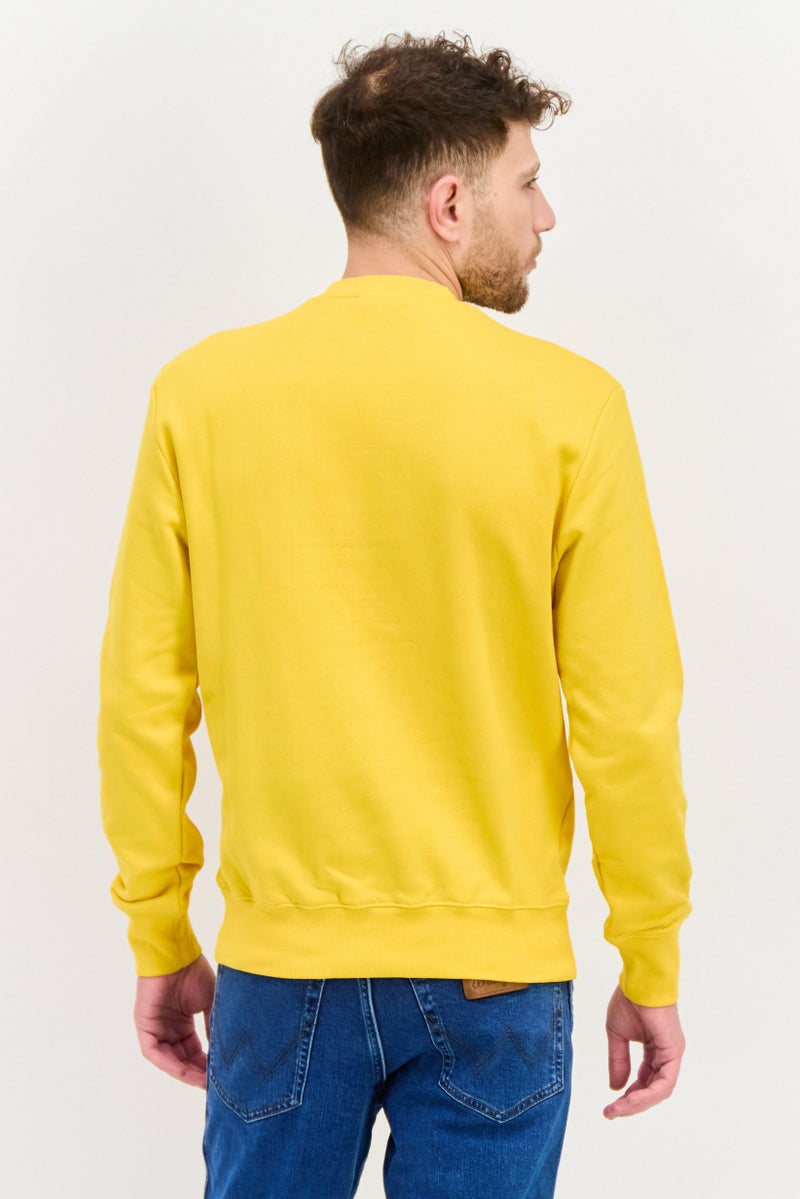 D RT Men Crew Neck Long Sleeves Graphic Sweatshirt, Yellow - Image 3