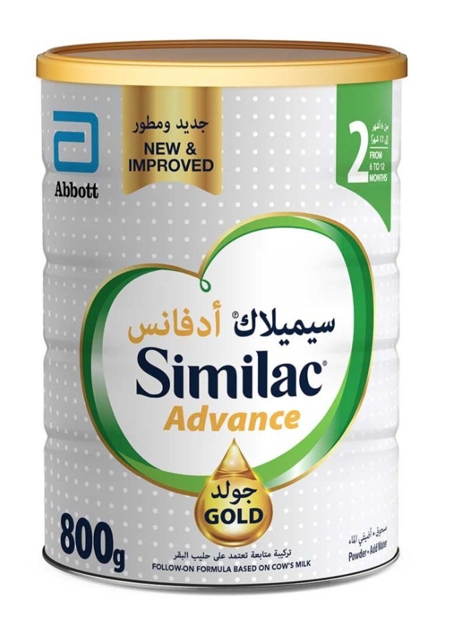 Similac Advance Gold 2 Follow-On Milk Formula 800g | Complete Nutrition for Babies 6-12 Months