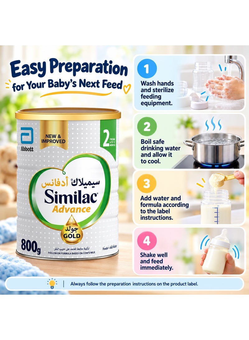 Similac Advance Gold 2 Follow-On Milk Formula 800g | Complete Nutrition for Babies 6-12 Months - Image 3