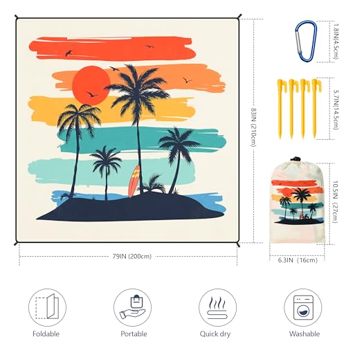 WIWIGO Beach Blanket Waterproof Sandproof Beach Mat 79 X 8310x9for 28 Adults Quick Drying Outdoor Picnic Mat Beach Accessories for Travel Camping Hiking - Image 3