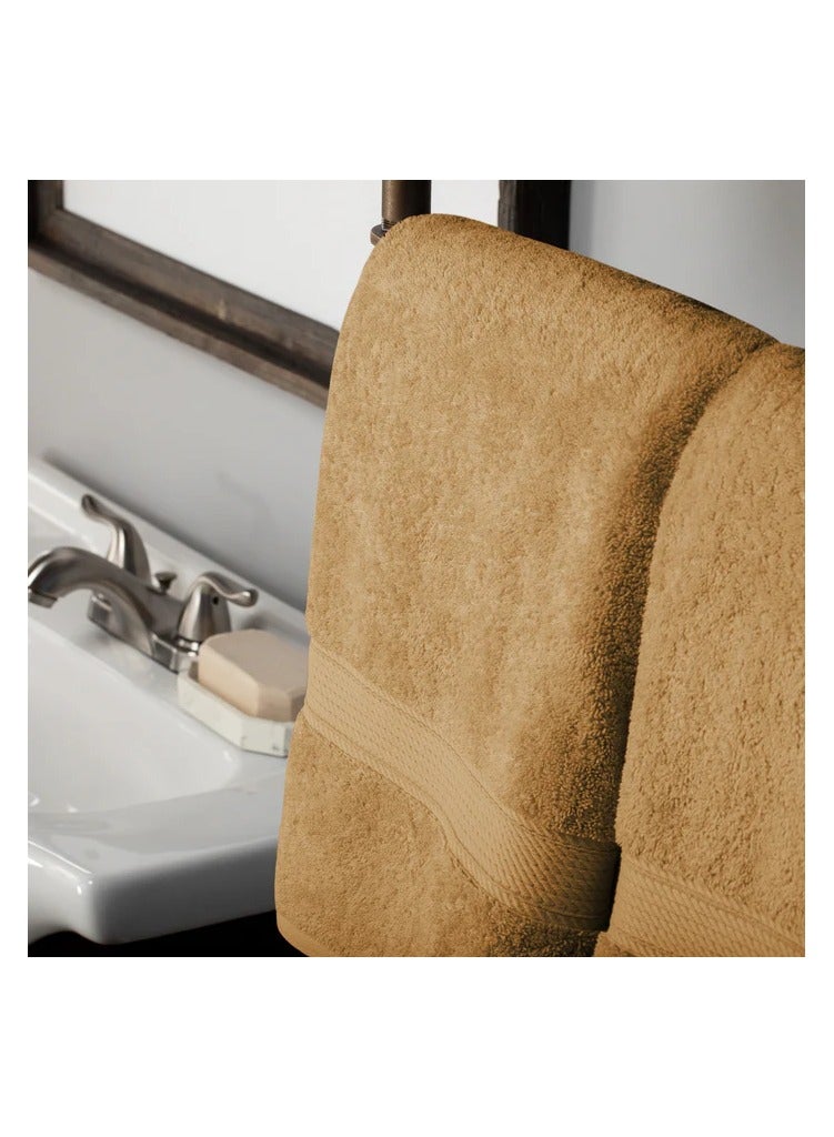 Comfy 8 Piece Highly Absorbent 600Gsm Hotel Quality Combed Cotton Towel Gift Pack Set Beige - Image 4