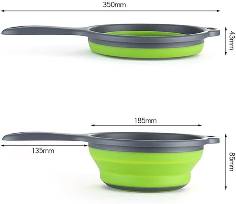jojofuny Collapsible round Drain Basket with Handle, Green Food Storage and Fruit Washing Basket for Vegetable Rinsing and Draining - Image 2