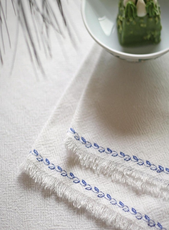 Ayuzawa Embroidered Handmade Cloth Napkins，Thickened Cotton Cloth Napkins with Fringe，Kitchen Dining Tabletop Decoration，for Dinners, Parties, Weddings 18 x 18 Inch Set of 4 - White - Image 2