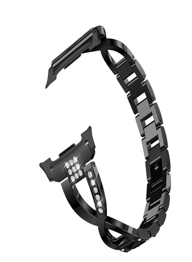 Sankel Compatible for Samsung Galaxy Watch 8 40mm 44mm/8 Classic 46mm Bands, Women Metal Replacement Bling Jewelry Bracelet Rhinestone Strap Wristband for Galaxy Watch 8/8 Classic (Black) - Image 4