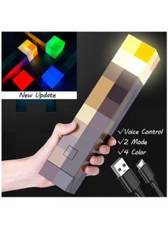 Furtey Minecraft Pixel Style Rechargeable Light 4 Colours 2 Modes Voice Control Perfect Gift For Home Decor Fans Kids GamingTable Bedroom LivingRoom PlayRoom  - Image 1
