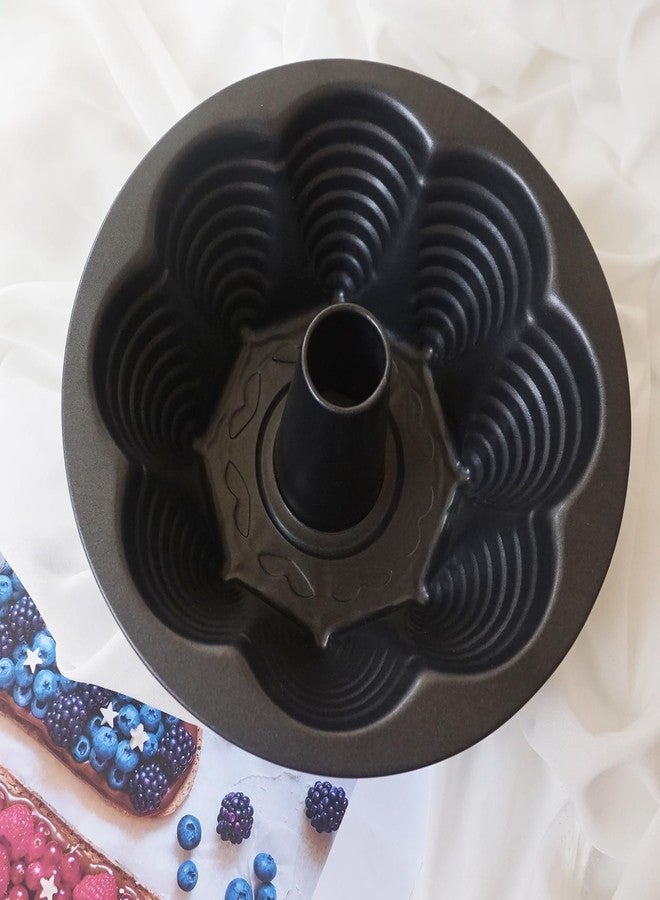 LoveDeal Fluted Cake Pan 8 Inch, Nonstick Tube Baking Pans, Heavy Duty Carbon Steel Fluted Round Cake Molds, Kugelhopf Pan for Brownie, Monkdy Bread, Jello - Black - Image 3