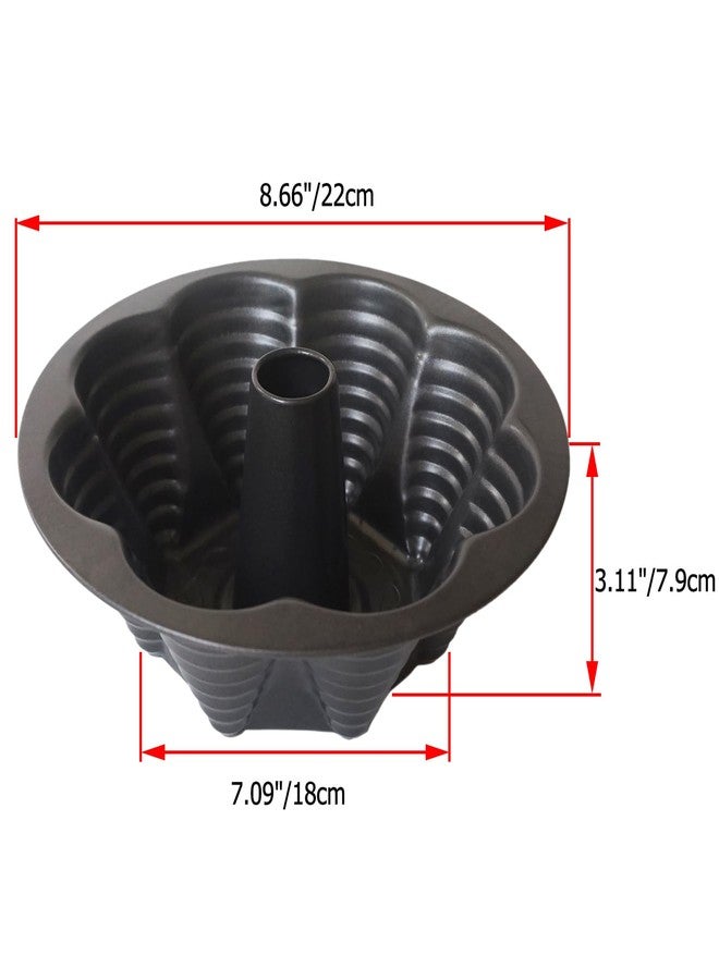 LoveDeal Fluted Cake Pan 8 Inch, Nonstick Tube Baking Pans, Heavy Duty Carbon Steel Fluted Round Cake Molds, Kugelhopf Pan for Brownie, Monkdy Bread, Jello - Black - Image 2