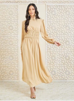 Shirred Waist Detail High Neck A-Line Maxi Dress - pzsku/ZB862216EEEEB62004646Z/45/_/1710080081/f6a4bb20-b0c9-4369-9949-7993815cd329