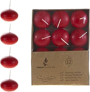 Mega Candles 24 pcs Unscented Red Floating Disc Candle, Hand Poured Paraffin Wax Candles 1.5 Inch Diameter, Home - Image 1