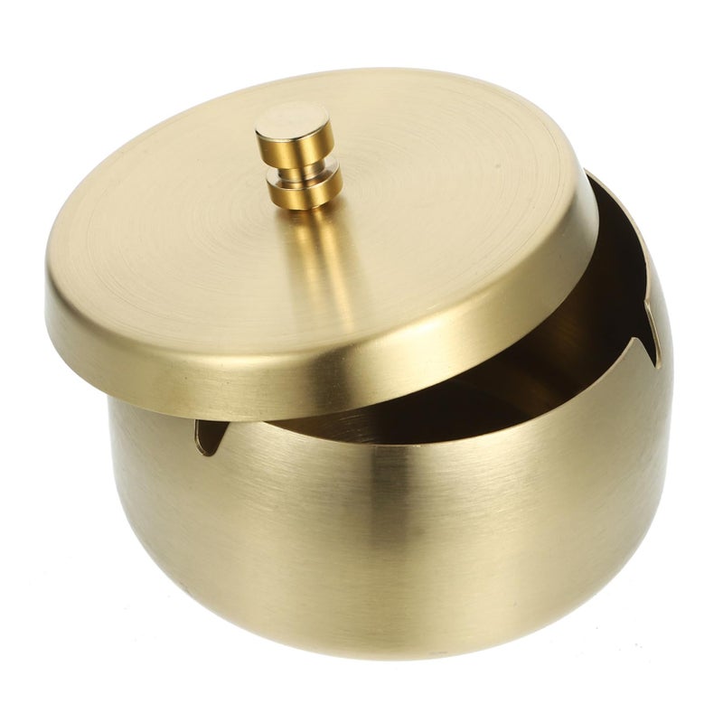 Stainless Steel Windproof Ashtray with Lid Vintage Design for Outdoor Indoor Use - Image 2