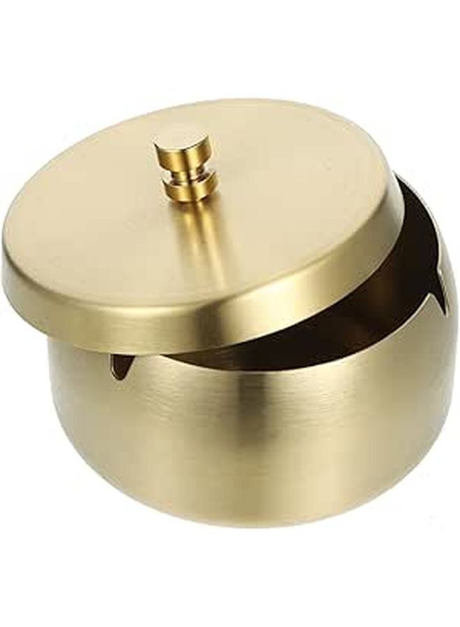Stainless Steel Windproof Ashtray with Lid Vintage Design for Outdoor Indoor Use - Image 1