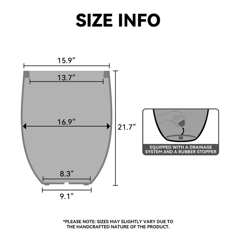 Kante 21.7 Inch Tall Concrete Planter, Slate Gray Indoor & Outdoor Large Plant Pot with Drainage for Flowers, Trees, Shurbs, Ideal for Home, Porch, Garden, Patio - Image 2