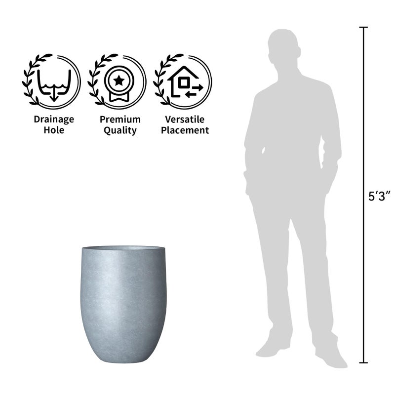 Kante 21.7 Inch Tall Concrete Planter, Slate Gray Indoor & Outdoor Large Plant Pot with Drainage for Flowers, Trees, Shurbs, Ideal for Home, Porch, Garden, Patio - Image 4