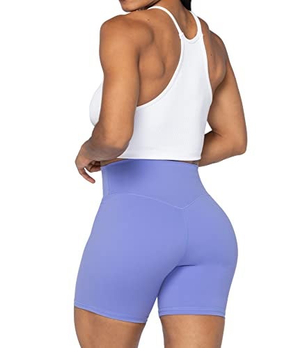 Sunzel 5" High Waist Biker Shorts for Women No Front Seam Soft Yoga Workout Gym Bike Shorts Tummy Control Squat Proof Purple - Image 5