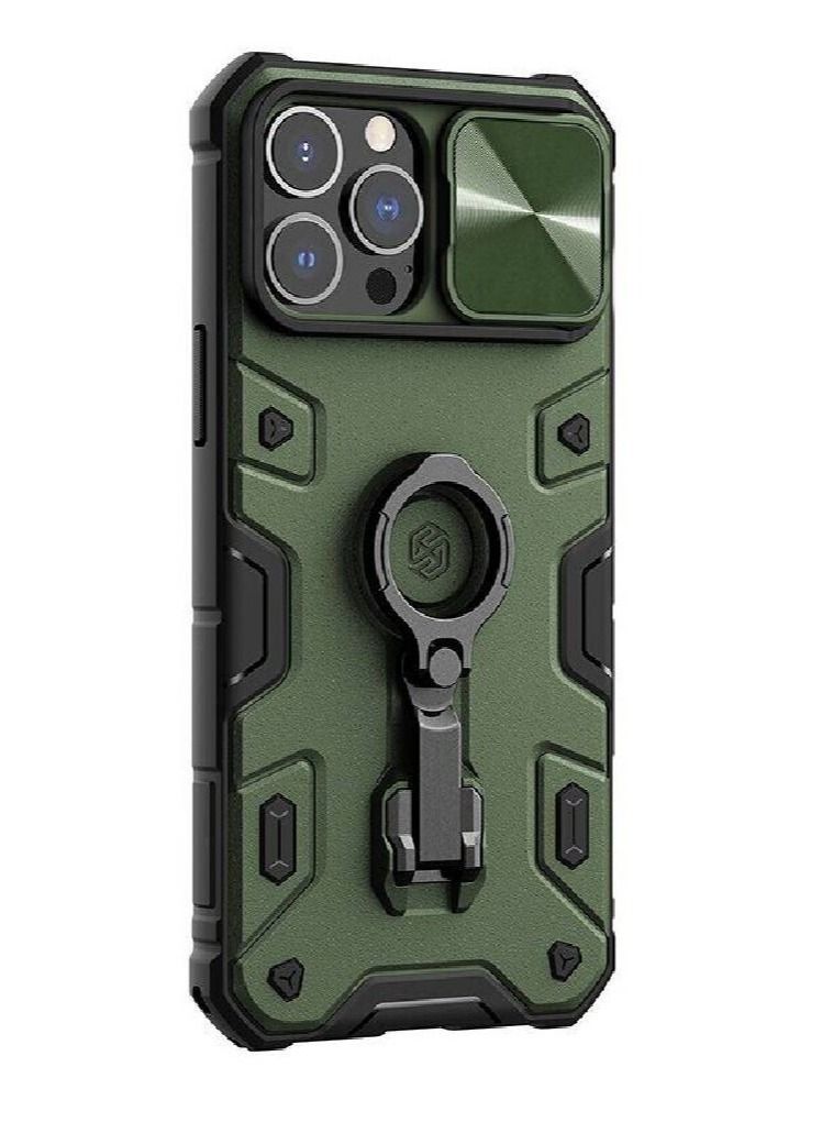 GENNEXT CamShield Armor Pro With Ring Holder And Camera Protection Case Cover For iPhone 14 Pro Max Green - Image 1
