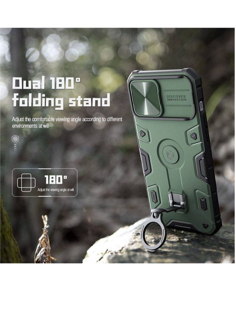 GENNEXT CamShield Armor Pro With Ring Holder And Camera Protection Case Cover For iPhone 14 Pro Max Green - Image 3