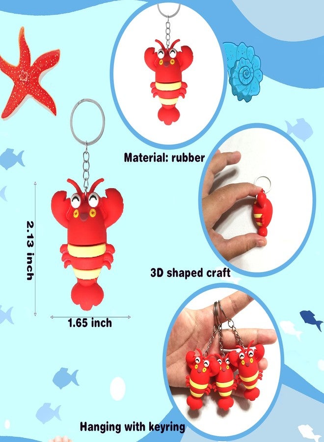 Becfupo 24 Pcs Rubber Lobster Keychains Bulk, Cute Crawfish Keychains Hanging Ornaments For Keys, Backpack, Classroom Gifts, Crawfish Boil Party Supplies - Image 3