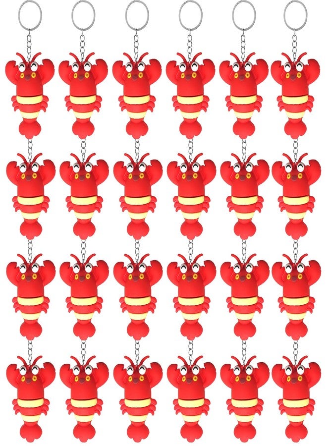 Becfupo 24 Pcs Rubber Lobster Keychains Bulk, Cute Crawfish Keychains Hanging Ornaments For Keys, Backpack, Classroom Gifts, Crawfish Boil Party Supplies - Image 1