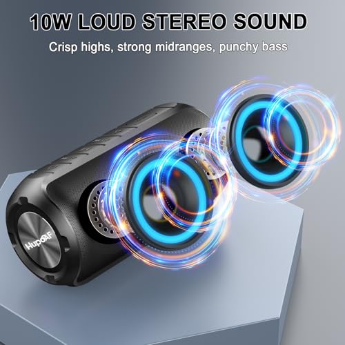 Hupoaf Bluetooth Speaker with 6D Loud Sound, 2025 New Portable Wireless Speaker, IPX7 Waterproof, RGB Lights, BT5.3, 12H Playtime, for Home/Party/Outdoor/Beach, Stocking Stuffers, White Elephant Gifts - Image 2