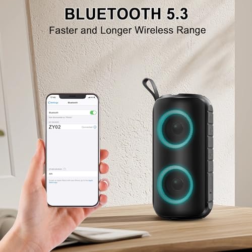 Hupoaf Bluetooth Speaker with 6D Loud Sound, 2025 New Portable Wireless Speaker, IPX7 Waterproof, RGB Lights, BT5.3, 12H Playtime, for Home/Party/Outdoor/Beach, Stocking Stuffers, White Elephant Gifts - Image 3