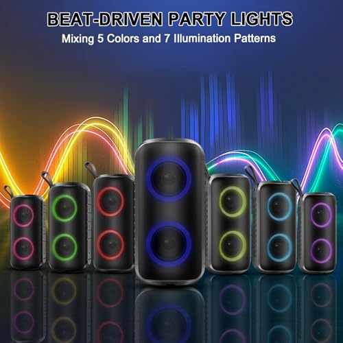 Hupoaf Bluetooth Speaker with 6D Loud Sound, 2025 New Portable Wireless Speaker, IPX7 Waterproof, RGB Lights, BT5.3, 12H Playtime, for Home/Party/Outdoor/Beach, Stocking Stuffers, White Elephant Gifts - Image 4